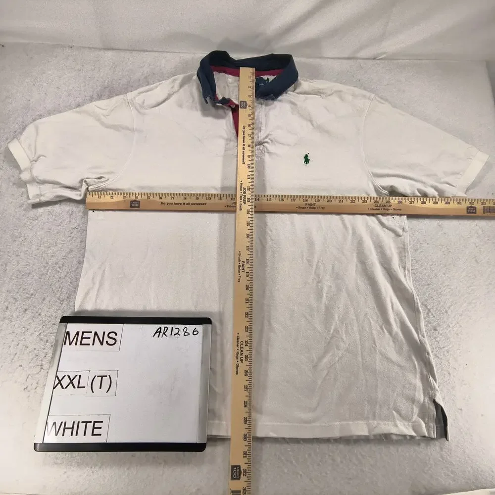 Polo by Ralph Lauren Collared Short Sleeve Polo Shirt Mens Size 2XLT White Navy